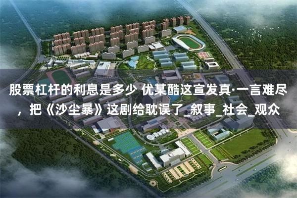 股票杠杆的利息是多少 优某酷这宣发真·一言难尽，把《沙尘暴》这剧给耽误了_叙事_社会_观众