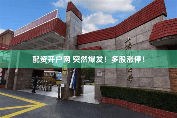 配资开户网 突然爆发！多股涨停！