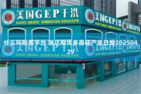 什么叫股票平台 瑞达期货多晶硅产业日报20250429